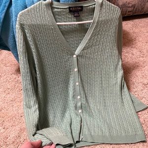 mint green button sweater